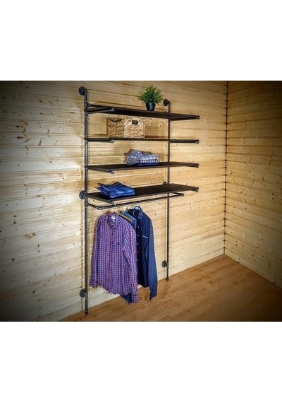 Dekoratif Borudan Raf Ve Askılık 100 Cm