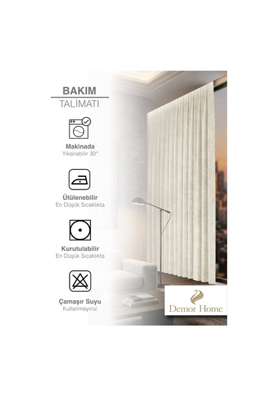 Br Demor Home 1/2 Sık Pile Badem Ezmesi Rengi Kadife Dokulu Fon Perde Ütü İstemez En Çok Satılan