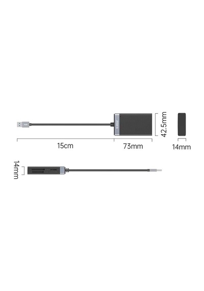 Orico USB-A 3.0 4’ü 1 Arada CF Micro SD TF SD MS Kart Okuyucu Adaptör