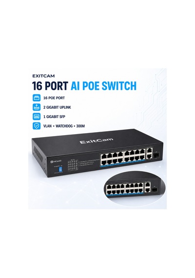 Exitcam 2 Kameralı 5mp Ip Poe Güvenlik Kamera Seti 320gb Hdd Takılı, Gece Renkli, 100 Metre Kablol