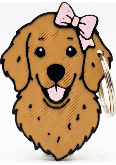 Kurdeleli Golden Retriever Figürlü Açacaklı Anahtarlık