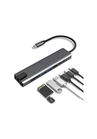 Macbook Pro Uyumlu Huawei Dell İle Uyumlu Type C To 4k Hdmı + Usb 3.0 + Sd/tf + Pd + Type-c Usb