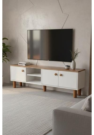 Sezer Tv Ünitesi 3 Kapaklı Tv Ünitesi Salon Mobilyası Beyaz