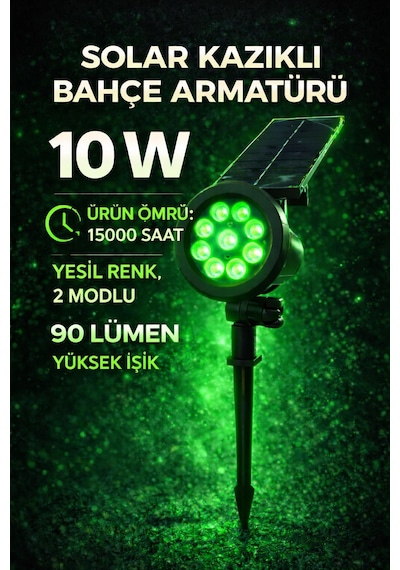 Güneş-solar Enerjili 10 W Yüksek Işık Çim Armetür Yeşil