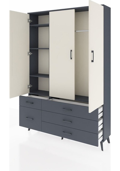 Arges Dolap 5 Raflı 5 Çekmeceli Tek Askılı 132x30x195 Antrasit-aytaşı/antrasit Aytası/antrasıt Arges Dolap 5 Raflı 5 Çekmeceli Tek Askılı 132x30x195 Antrasit-aytaşı/antrasit Aytası/antrasıt