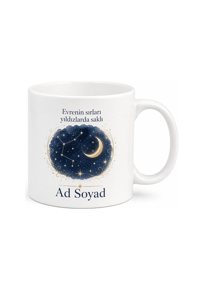 Astronomi Seven İçin Kişiye Özel Gökyüzü Temalı Baskılı Kupa Bardak Hediye Beyaz / Çok Renkli