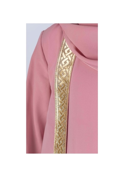 Mnk Baby & Kids Medine İpek Kumaş Eşarplı Tesettür Namaz Elbise M00742 Pembe