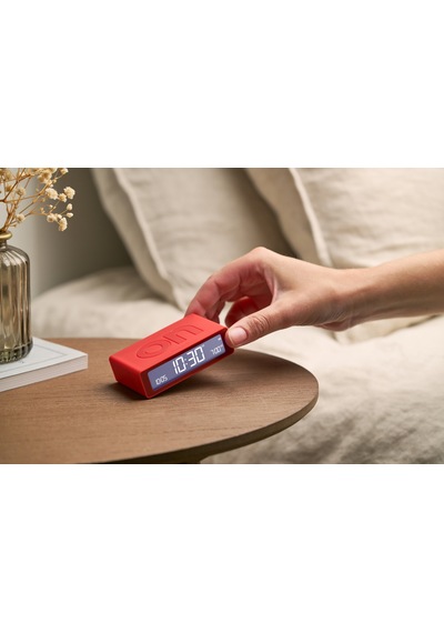 Lexon Flip Mini Şarj Edilebilir Alarm Saat Açık Kırmızı