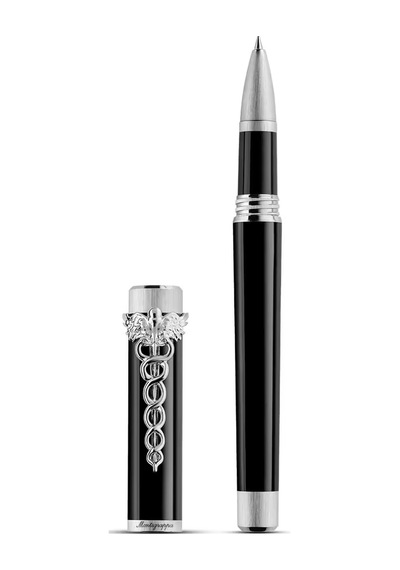 Montegrappa Zero Caduceus Roller Kalem Iszecrıp Siyah