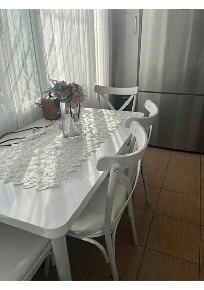 Kora Serisi 70x110 Sabit Mutfak Masası Takımı 4 Beyaz Sandalye Beyaz Kora Serisi 70x110 Sabit Mutfak Masası Takımı 4 Beyaz Sandalye Beyaz