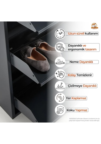 4'lü Metal Ayakkabılık - Antrasit
