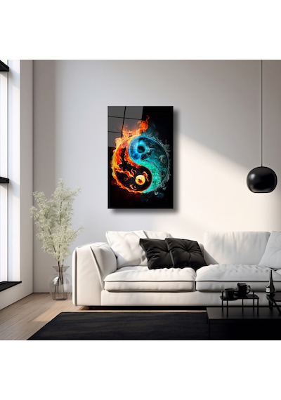 Ateş Ve Su Yin Yang - Cam Tablo - Deg0237