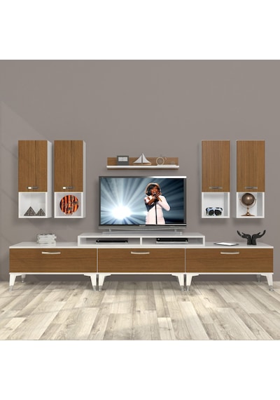 Decoraktiv Ekoflex 8da Mdf Silver Tv Ünitesi Tv Sehpası Beyaz - Ceviz