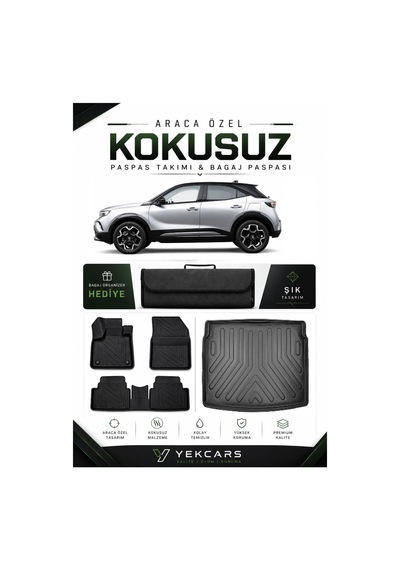 Opel Mokka Hybrid 1.2 2025 Model Aracınıza Özel 4d Karbonlu Kauçuk Paspas Takımı Ve Bagaj Havuzu