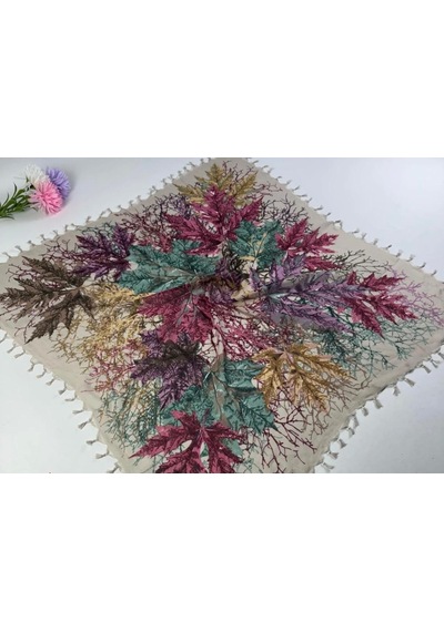 Beyce Cotton Sökme Boncuklu Desenli Tülbent 06439 Vizon-pembe
