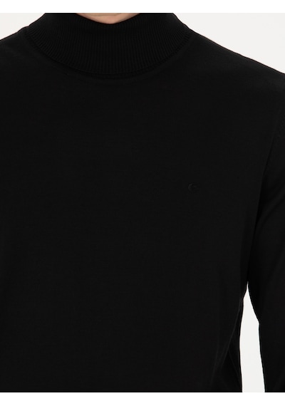 Cacharel Siyah Slim Fit Balıkçı Yaka Triko Kazak Cacharel Siyah Slim Fit Balıkçı Yaka Triko Kazak