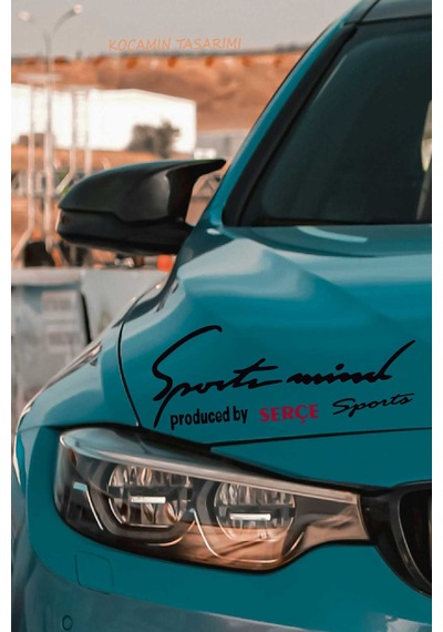 Tofaş Serçe Sport Mind Şeritli Far Sticker Özel Tasarım Siyah Kırmızı Yazılı Oto Sticker Serçe Yazılı Siyah & Kırmızı