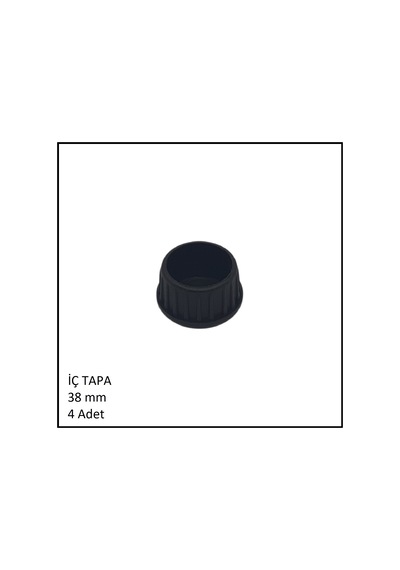 Plastik İç Tapa, Yuvarlak, 38 Mm 4 Adet Siyah