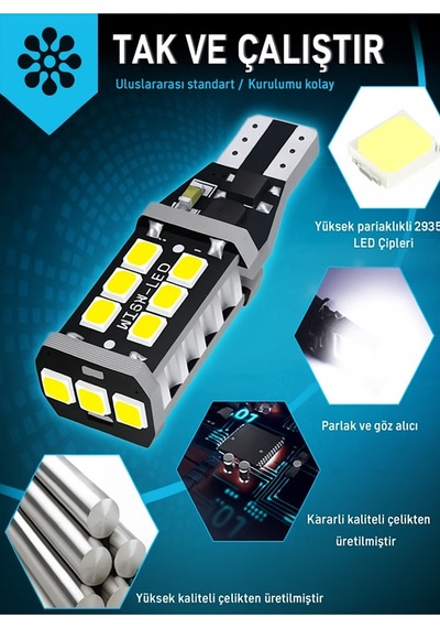 T15 Led Ampul 15 Ledli Canbuslı Ultra Parlak Beyaz