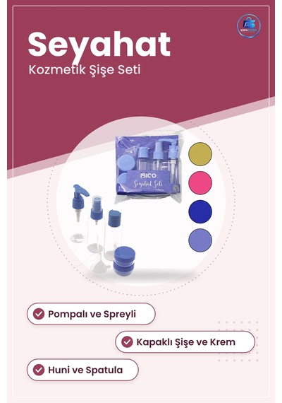 Seyahat Kozmetik Seti Makyaj Çantası Pompalı Spreyli Kapaklı Şişe