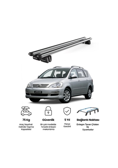 Pençe Toyota Avensis Verso 2001-2008 Uyumlu Gri Ara Atkı 109cm Port Bagaj Tavan Barı