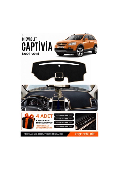 Chevrolet Captiva 2008-2011 Uyumlu Torpido Örtüsü, Torpido Kılıfı - Siyah Bej