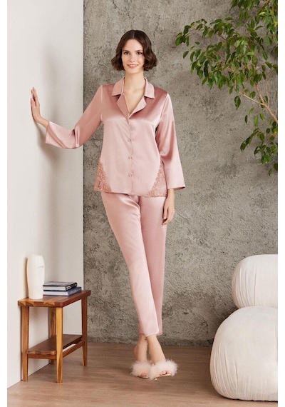 Pierre Cardin 6000 Saten Gecelik Sabahlık Pijama Takım Şort Takım 6'lı Gelin Çeyiz Seti 001