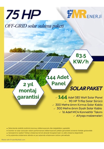 75 Hp- 83.5 Kw Off-grid Solar Sulama Paketi