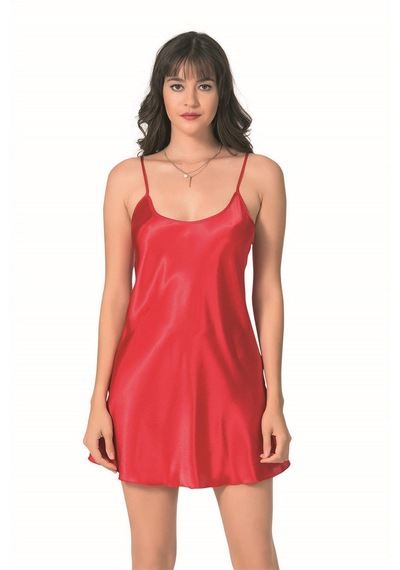 Ozn İç Giyim Arias Closet Kırmızı Kısa Saten Gecelik Ozn-12784 Kırmızı