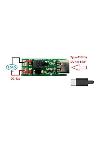Type C Usb 5v To 12v Boost Modül 9w Dc Voltaj Yükseltici Taşınabilir Minik Güç Kaynağı Step Up Kamera Modem Arab 10"