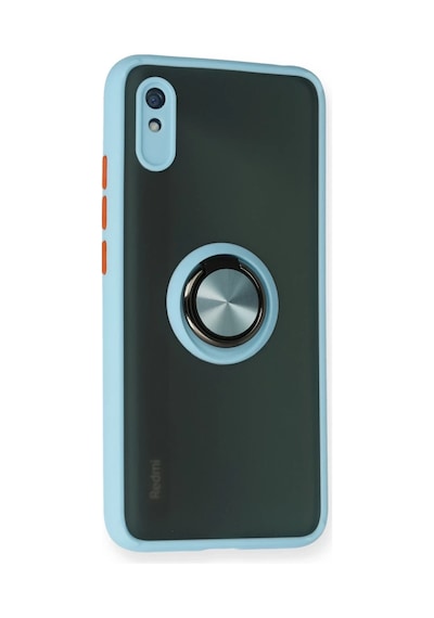 Xiaomi Redmi 9a Uyumlu Kılıf Montreal Yüzüklü Silikon Kapak - Buz Mavi