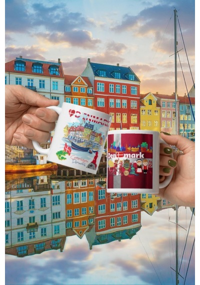 Danimarka Kupa Bardak 2 Adet Seyahat Hatıra Denmark Mug