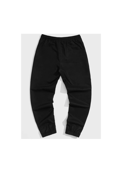 Tarzsokak Expression & Letter Graphic Drawstring Waist Pants Siyah