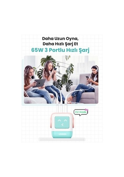Nexode Uno 65w Hızlı Şarj Cihazı, Renkli Ve Çoklu Usb Girişleri