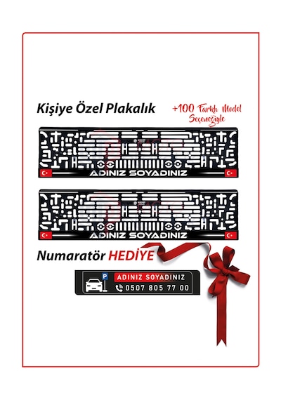Plakamatik Kişiye Özel İsimli Plakalık 2 Adet Her Araca Uyumlu Plakalık