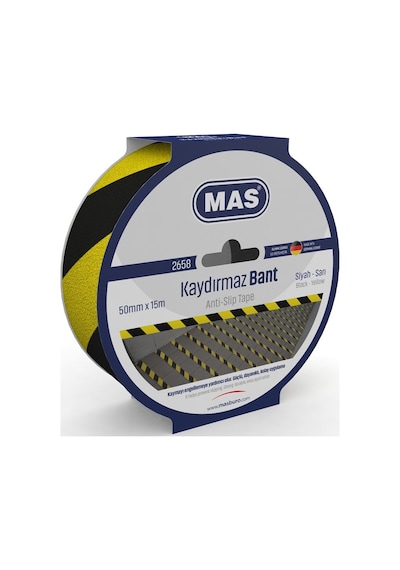 MAS KAYDIRMAZ BANT 50 MM x 15 M SARI - SİYAH 2658