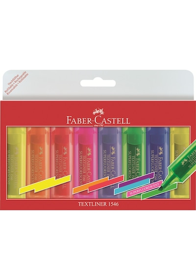 Faber-Castell Şeffaf Gövde Fosforlu Kalem 6+2'li Poşet Çok Renkli
