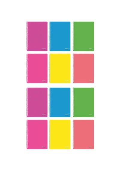 Mopak 60 Yp. Neon Serisi Pp Kapak Spiralli Defter - Çizgili - 12 Adet Beyaz