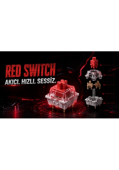 Bronzturq Mk1116 Rgb-abs Red Swıtch 3n1 Usb + 2.4g + Bluetooth Mekanik Klavye