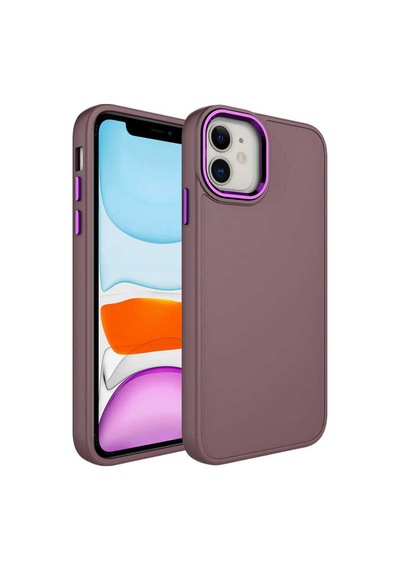 Apple iPhone Uyumlu 11 Metal Çerçeve Ve Buton Tasarımlı Silikon Csk Zore Luna Kılıf açık Vişne