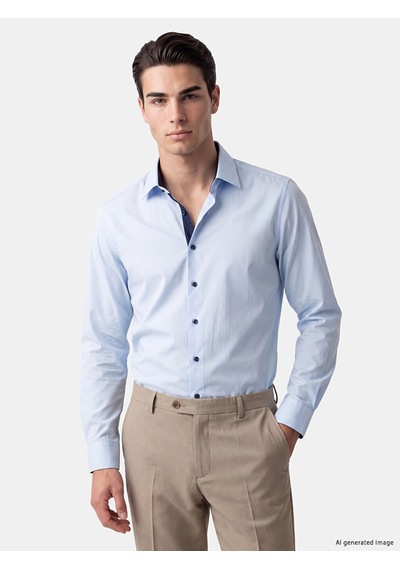Lcw Busıness Mavi Slim Fit Erkek Dokulu Gömlek