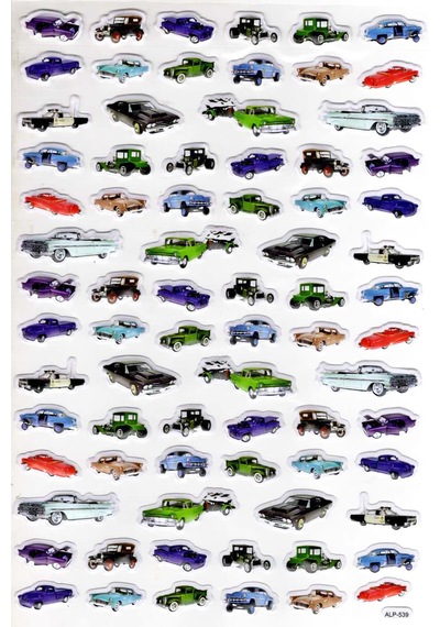 Sticker Kabartmalı A4 Boyutunda Stiker Defter, Planlayıcı Etiket- Lim539 - Retro Arabalar Çok Renkli