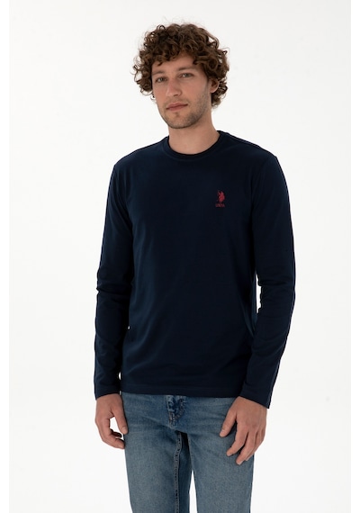 U.S. Polo Assn. Erkek Slim Fit Bisiklet Yaka Lacivert Basic Sweatshirt 50307762-VR033 U.S. Polo Assn. Erkek Slim Fit Bisiklet Yaka Lacivert Basic Sweatshirt 50307762-VR033