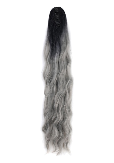 Tokalı Protein Fiber Sentetik At Kuyruğu / Siyah Gri Ombre - Rxlu-898539 Renkli
