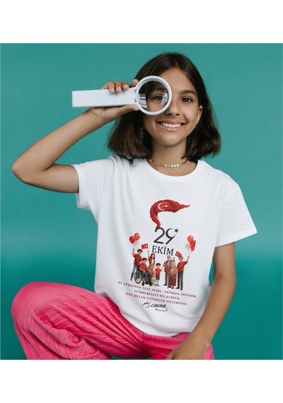 Alpşan Ticaret 29 Ekim Cumhuriyet Bayramı Tişört 29 Ekim T-shirt 102. Yıl Özel Tasarım Tişört Beyaz