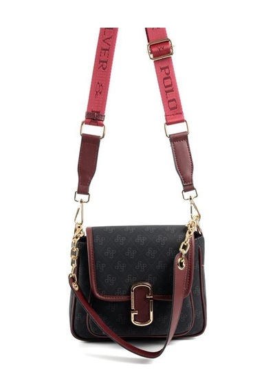 Silver Polo Sp1147 Kadın Omuz Çantası Monogram Siyah-bordo