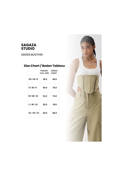 Sagaza Studio Ss6169 Önden Bağlamalı Korseli Büstiyer Haki