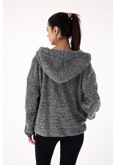 Scorp Voyage Kadın Peluş Kapüşonlu Sweatshirt Gri Standart Çok Renkli