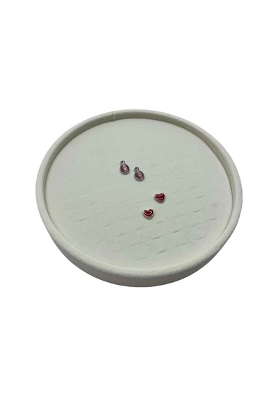 Silindir Model Süet Kumaş Gri Renk 20/20 Cm Batırmalı Küpe-piercing Tablası Krem