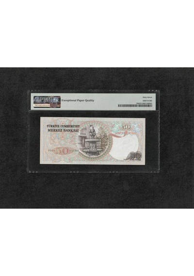 Türk Lirası Pmg 67 Epq Superb Gem Unc 50 Lira P 188 1970 Nd 1976 S/n I90 6. Emisyon 2. Tertip